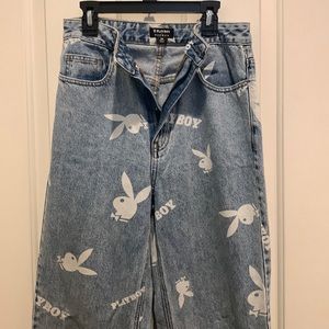 Pacsun Playboy jeans, straight leg with random repeat Playboy logo